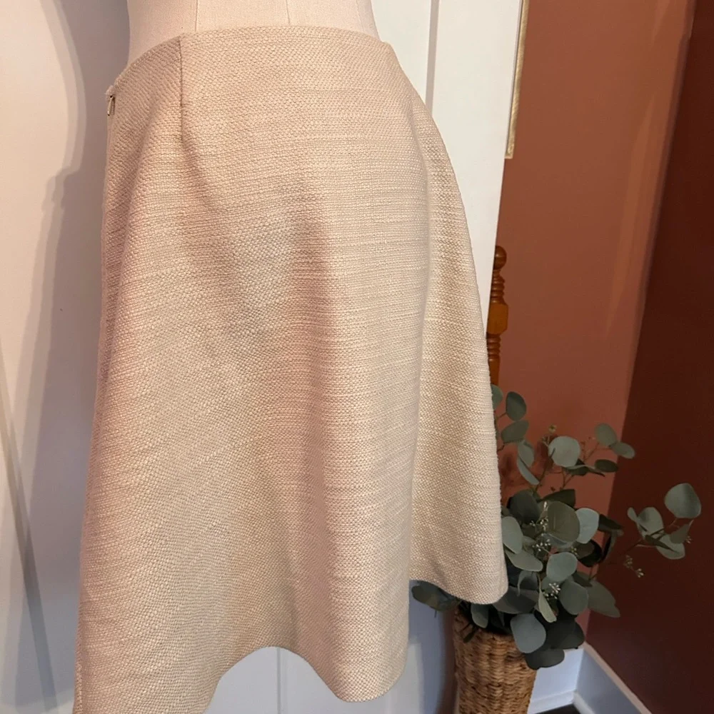Tory Burch Denise A-line cream silk lined 8 zipper tweed textured mini skirt - Picture 7 of 15